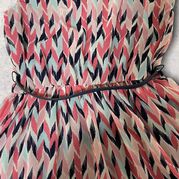 BCX A-Line Blouson Dress Size XS 2 Pink Light Blue Sleeveless Lined Belt - Picture 15 of 16